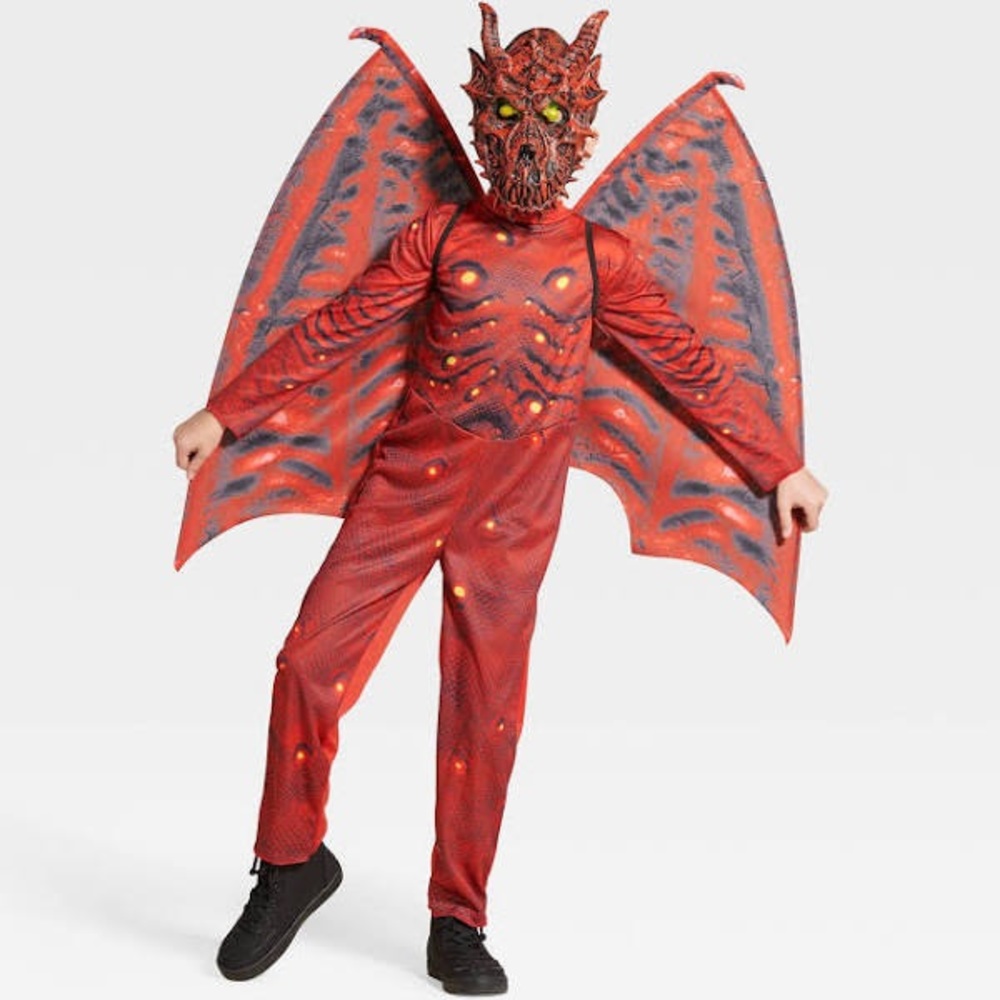 Hyde and Eek - Light Up Red Dragon Halloween Costume with Mask & Wings - sz M